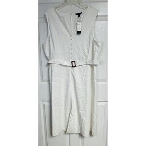 Banana Republic White Midi Dress with Belt